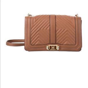 Brown quilted Rebecca minkoff love cross body bag